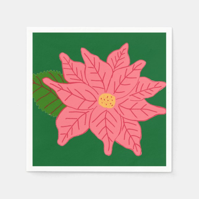 Guardanapo De Papel Poinsétia de Natal rosa (Frente)