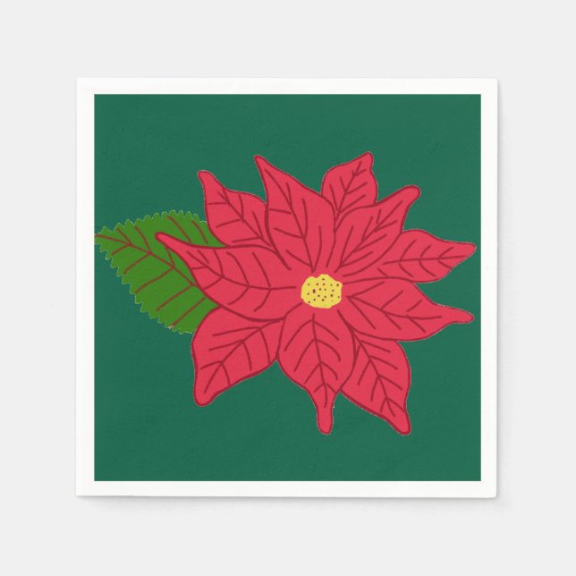 Guardanapo De Papel Poinsétia de Natal Vermelha (Frente)