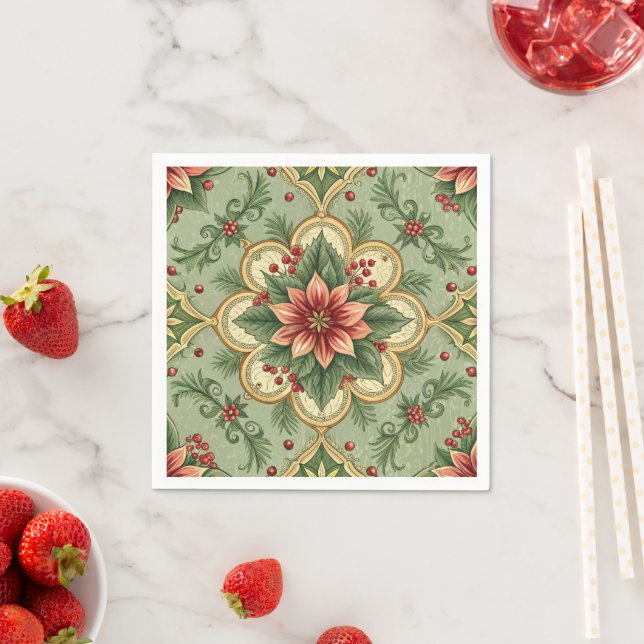 Guardanapo De Papel Poinsétia de Natal Vintage  (Insitu)