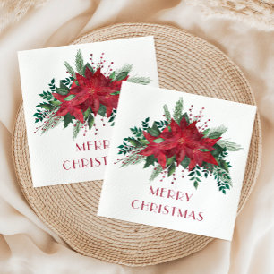 Guardanapo De Papel Poinsétia Vermelha Festiva Feliz Natal