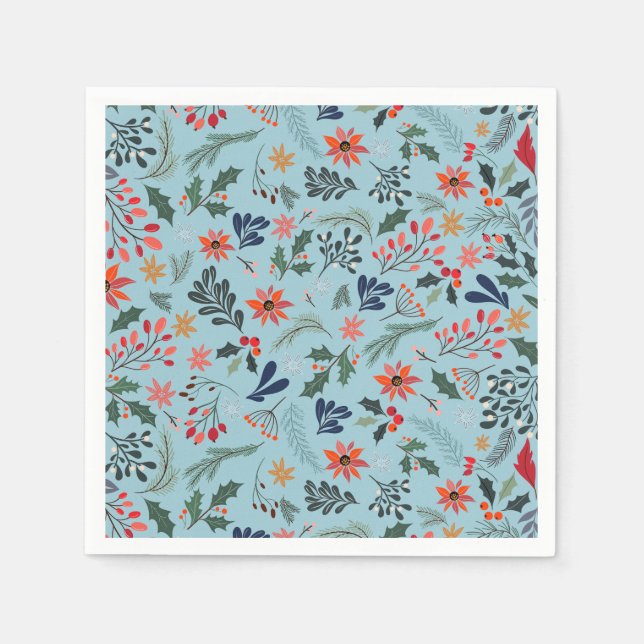 Guardanapo De Papel Poinsettia Berries deixa o Natal (Frente)