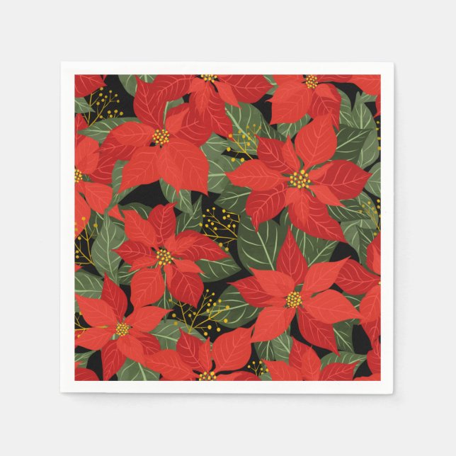 Guardanapo De Papel Poinsettia Christmas Floral (Frente)