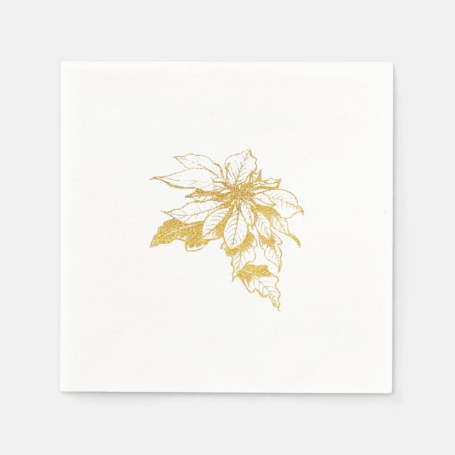 Guardanapo De Papel Poinsettia de Férias Botânicas do ouro (Frente)