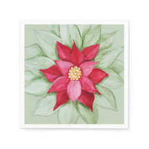 Poinsettia de Natal Aquarela Pintada à Mão