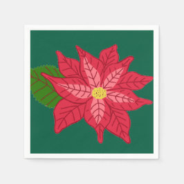 Guardanapo De Papel Poinsettia de Natal Vermelha e Rosa