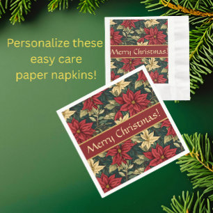 Guardanapo De Papel Poinsettia de William Morris Personalizada de Nata