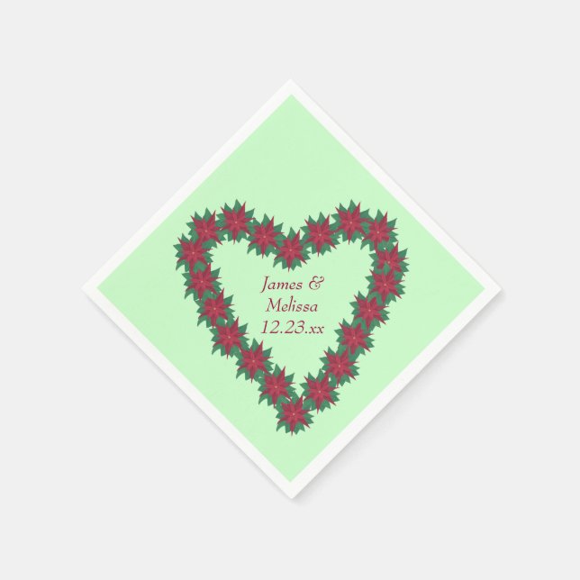 Guardanapo De Papel Poinsettia Heart Christmas Personalizado Napkins (Canto)