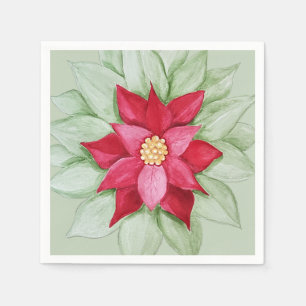 Guardanapo De Papel Poinsettia Natal Pintado com Aquarela