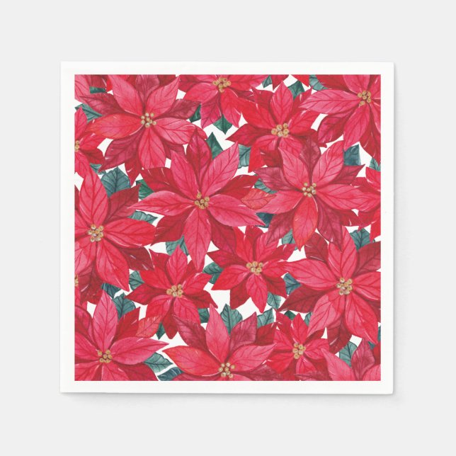 Guardanapo De Papel Poinsettias Abrigos De Inverno Round Pouf (Frente)