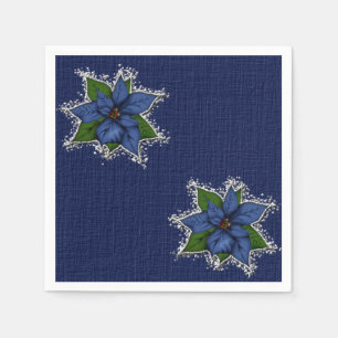 Guardanapo De Papel Poinsettias Azuis de Natal
