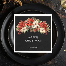 Guardanapo De Papel Poinsettias Feliz Natal