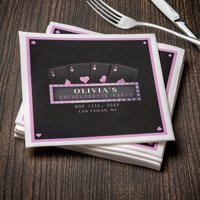Guardanapo De Papel Poker acessa Festa de solteira rosa e preta (Poker Aces Pink & Black Bachelorette Party Napkins
)