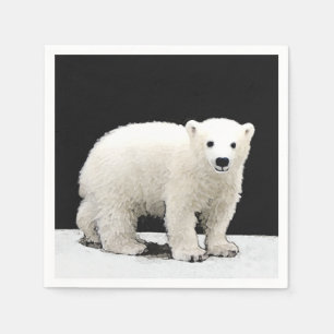 Guardanapo De Papel Polar Bear Cub Painting - Arte Original