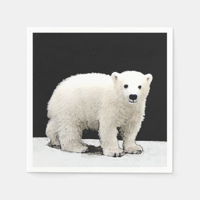 Guardanapo De Papel Polar Bear Cub Painting - Arte Original (Frente)