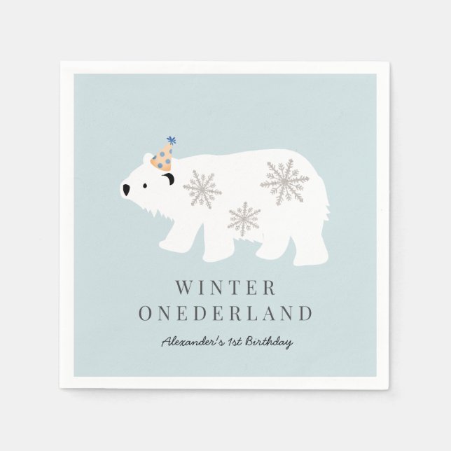 Guardanapo De Papel Polar Bear Winter Onederland primeiro aniversario  (Frente)