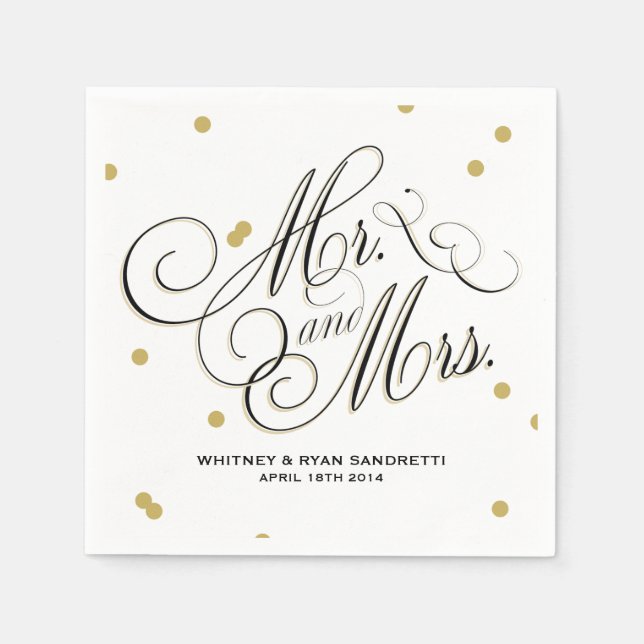 Guardanapo De Papel Ponto Dourado Elegante Napkin (Frente)