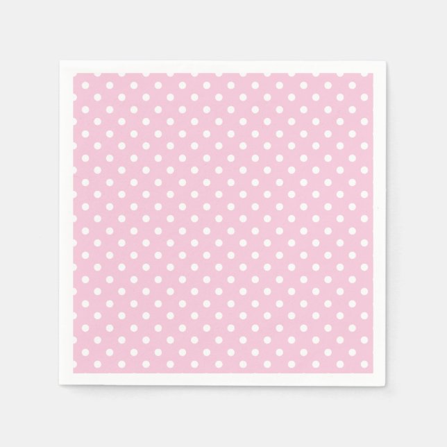 Guardanapo De Papel Pontos Clássicos Branco - Rosa Claro (Frente)