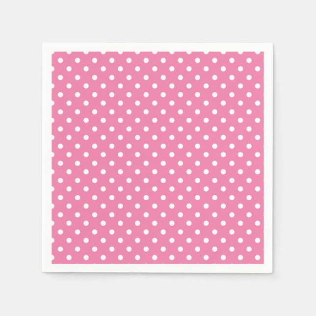 Guardanapo De Papel Pontos Clássicos Branco - Rosa Fuchsia (Frente)