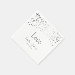 Guardanapo De Papel Pontos de Confetti Brancos e Prateados