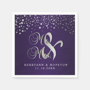 Guardanapo De Papel Pontos de Confetti na moda Silver Roxo Escuro Pr