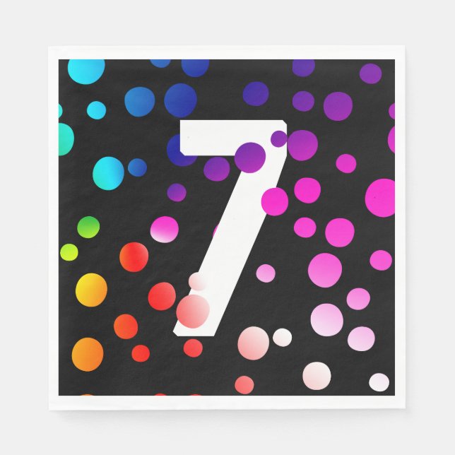 Guardanapo De Papel Pontos do Arco-Íris de 7 Birthday (Frente)