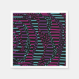 Guardanapo De Papel Pontos e tiras 2 - Rosa, Roxo, Azul e Preto