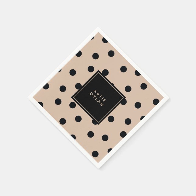 Guardanapo De Papel Pontos Negros Elegantes em bege (Canto)