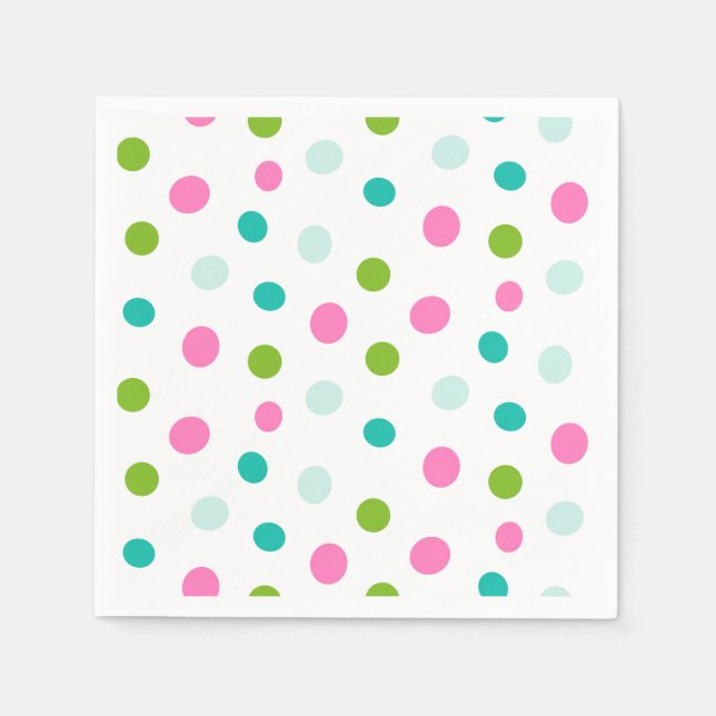 Guardanapo De Papel Pontos Pink Teal Simples Natal Moderno  (Frente)