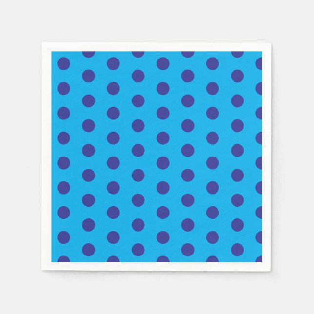 Guardanapo De Papel Pontos Polka Azuis sobre Azul  (Frente)