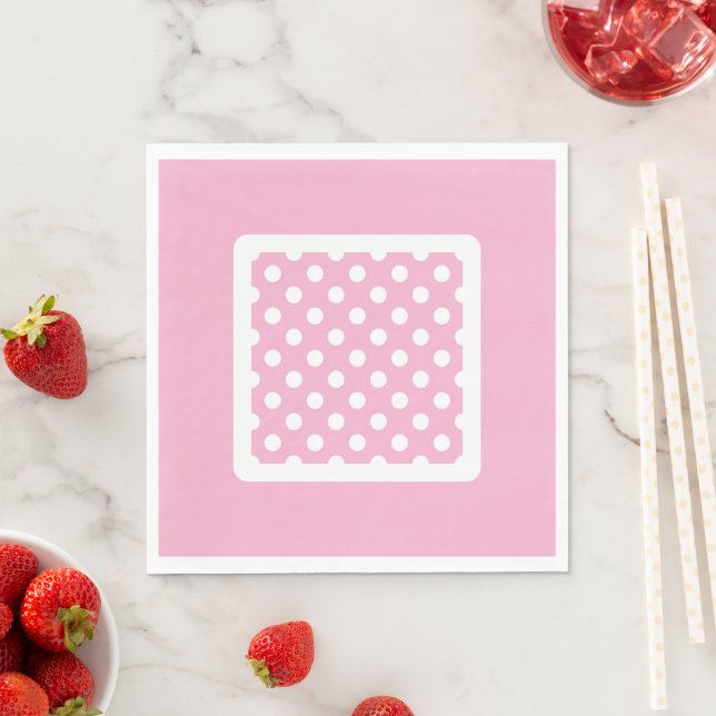 Guardanapo De Papel Pontos Polka Brancos E Rosas (Insitu)