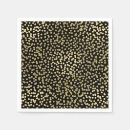 Guardanapo De Papel Pontos Preto e Dourado Confete Elegante Glamour