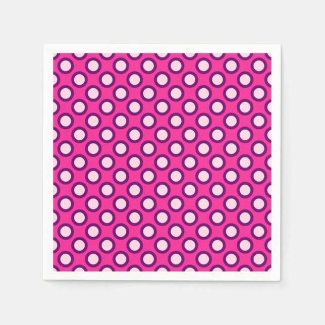 Guardanapo De Papel Pontos retrorreflectores circulados, magenta, rosa (Frente)