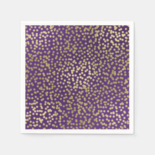 Guardanapo De Papel Pontos Roxo e Dourado Confete Elegante Glamour