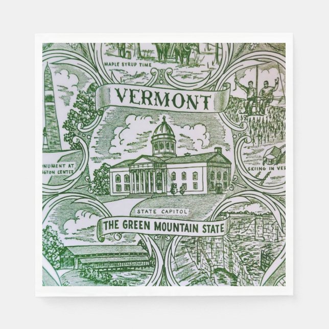 Guardanapo De Papel Pontos Turísticos de Vermont em Papel  (Frente)
