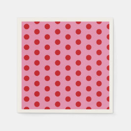 Guardanapo De Papel Pontos Vermelhos Polka em Rosa