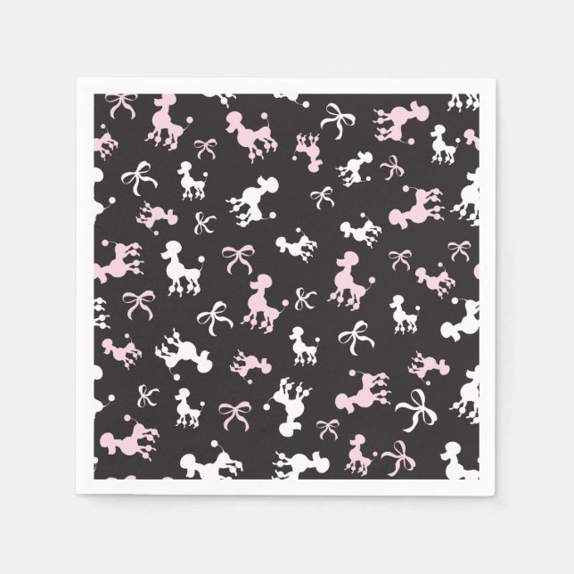 Guardanapo De Papel Poodle Love Pink and Black (Frente)