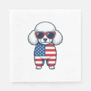 Guardanapo De Papel Poodle Patriótico de Óculos de Sol Desenho Vetoria