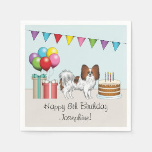 Guardanapo De Papel Poodle Toy Papillon de Tinta Vermelha Aniversário