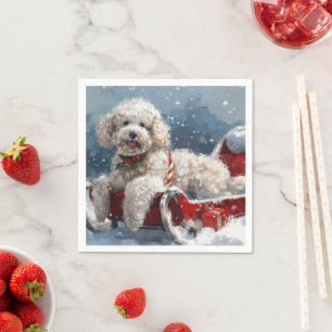 Guardanapo De Papel Poodô Cachorro Natal Festivo