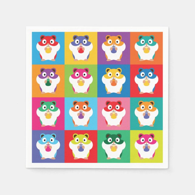 Guardanapo De Papel Pop Art Hamsters Napkins (Frente)