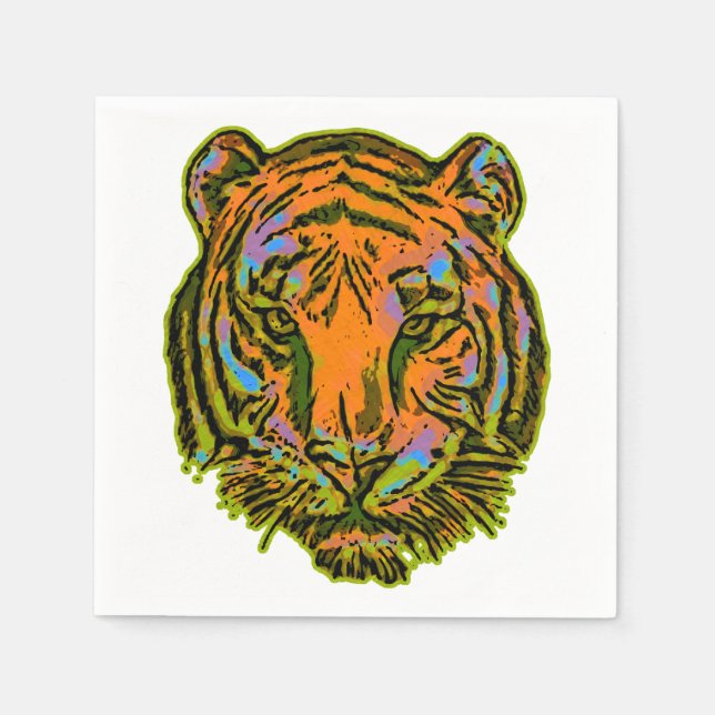 Guardanapo De Papel Pop Art TIGER HEAD + seu backgr. & ideias (Frente)