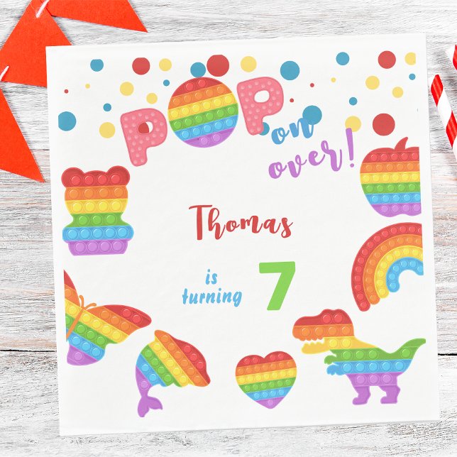 Guardanapo De Papel Pop! Criança de aniversário do Pastel pop it (Criador carregado)