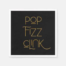 Guardanapo De Papel Pop Fizz Clink Elegante Tipografia