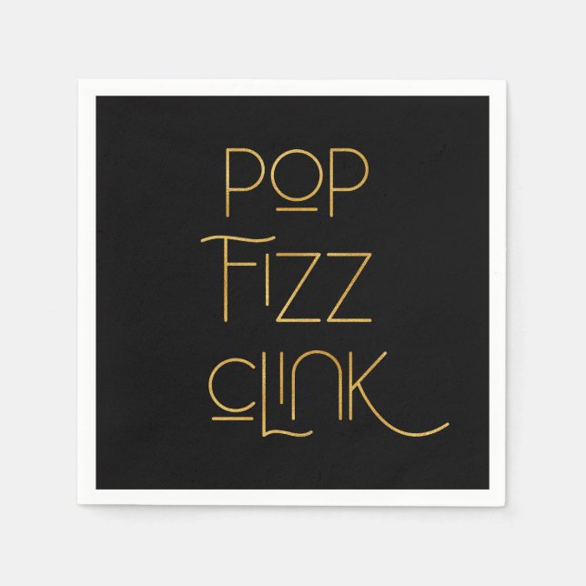 Guardanapo De Papel Pop Fizz Clink Elegante Tipografia (Frente)