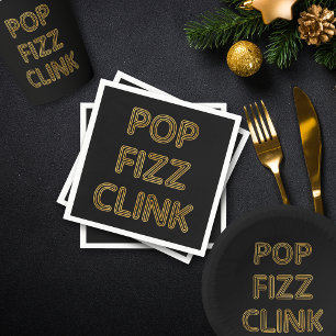 Guardanapo De Papel Pop Fizz Clink Moderna Tipografia de Ano Novo