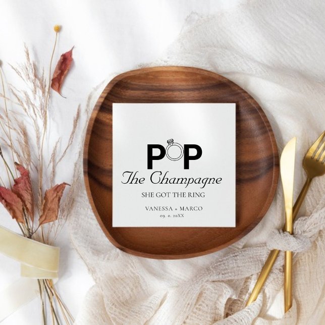 Guardanapo De Papel Pop O champanhe ela pegou a parte do noivado do an (Criador carregado)