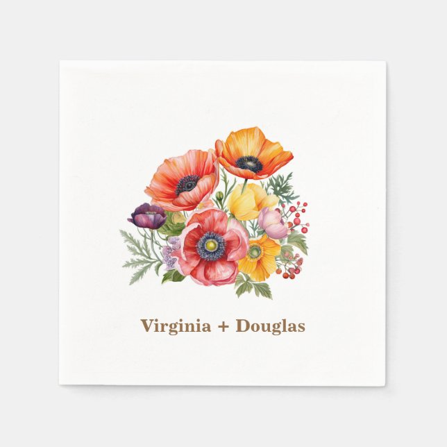 Guardanapo De Papel Poppies Coloridos Casando Napkins (Frente)