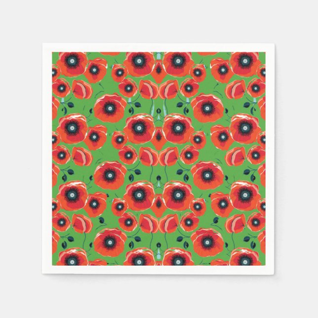 Guardanapo De Papel Poppies Vermelhos (Frente)