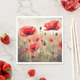 Guardanapo De Papel Poppies vermelhos num campo