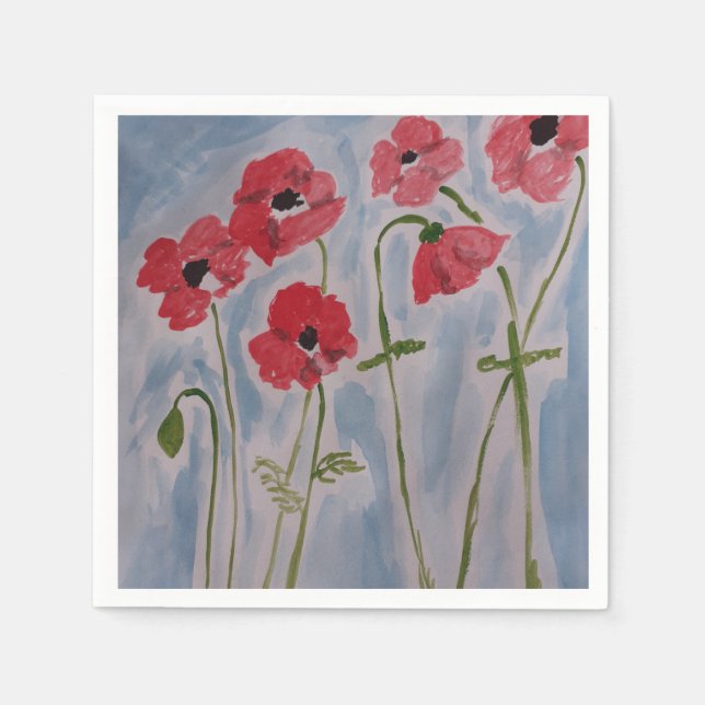 Guardanapo De Papel Poppies Vermelhos Selvagens (Frente)
